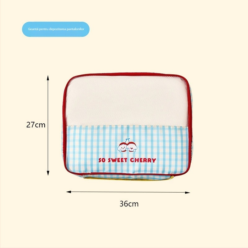 Geantă de depozitare pentru călătorii, pliabilă, capacitate mare, formă cub, din tarpaulin, ultra-ușoară, stil desen animat drăguț