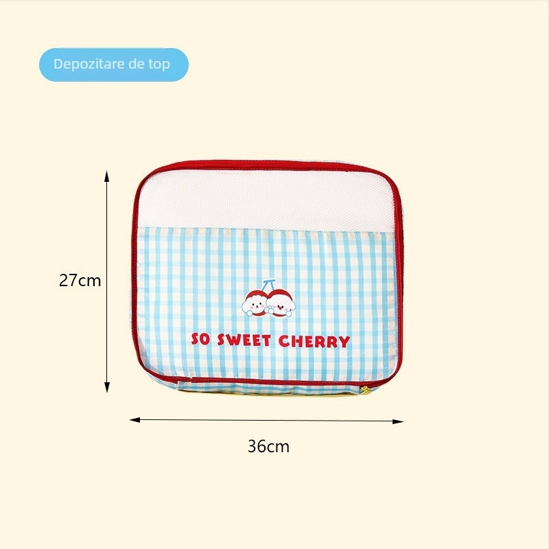 Geantă de depozitare pentru călătorii, pliabilă, capacitate mare, formă cub, din tarpaulin, ultra-ușoară, stil desen animat drăguț