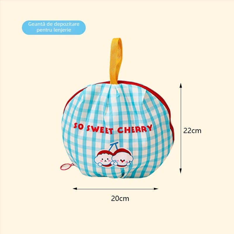 Geantă de depozitare pentru călătorii, pliabilă, capacitate mare, formă cub, din tarpaulin, ultra-ușoară, stil desen animat drăguț