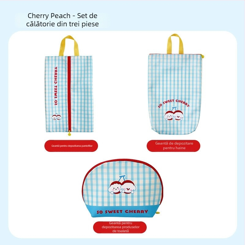 Geantă de depozitare pentru călătorii, pliabilă, capacitate mare, formă cub, din tarpaulin, ultra-ușoară, stil desen animat drăguț