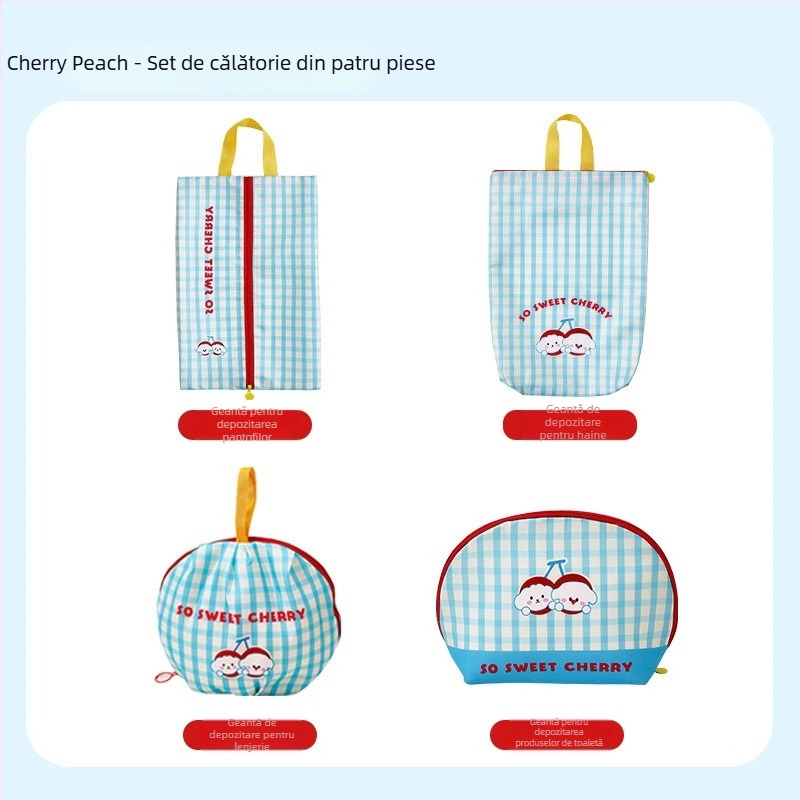 Geantă de depozitare pentru călătorii, pliabilă, capacitate mare, formă cub, din tarpaulin, ultra-ușoară, stil desen animat drăguț