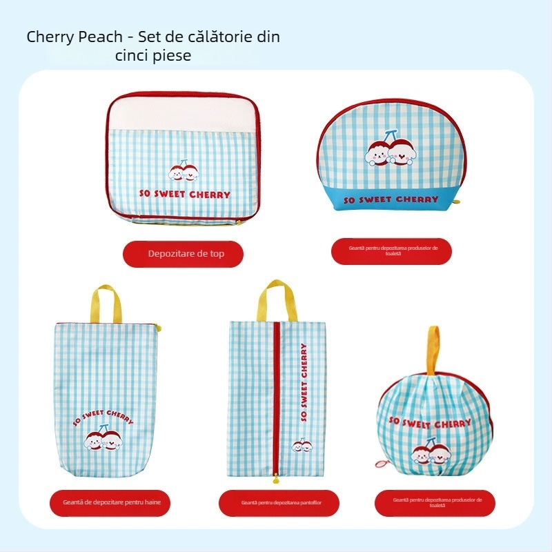 Geantă de depozitare pentru călătorii, pliabilă, capacitate mare, formă cub, din tarpaulin, ultra-ușoară, stil desen animat drăguț