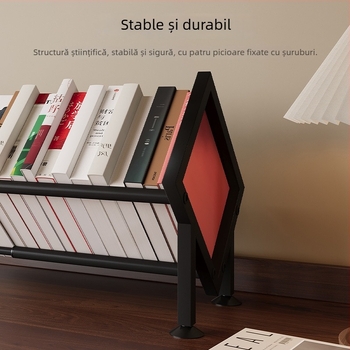 Raft de bibliotecă pentru birou cu separator reglabil, separator în linie, model W760, construcție din fier, stil simplu și modern