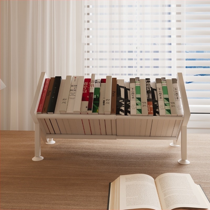 Raft de bibliotecă pentru birou cu separator reglabil, separator în linie, model W760, construcție din fier, stil simplu și modern