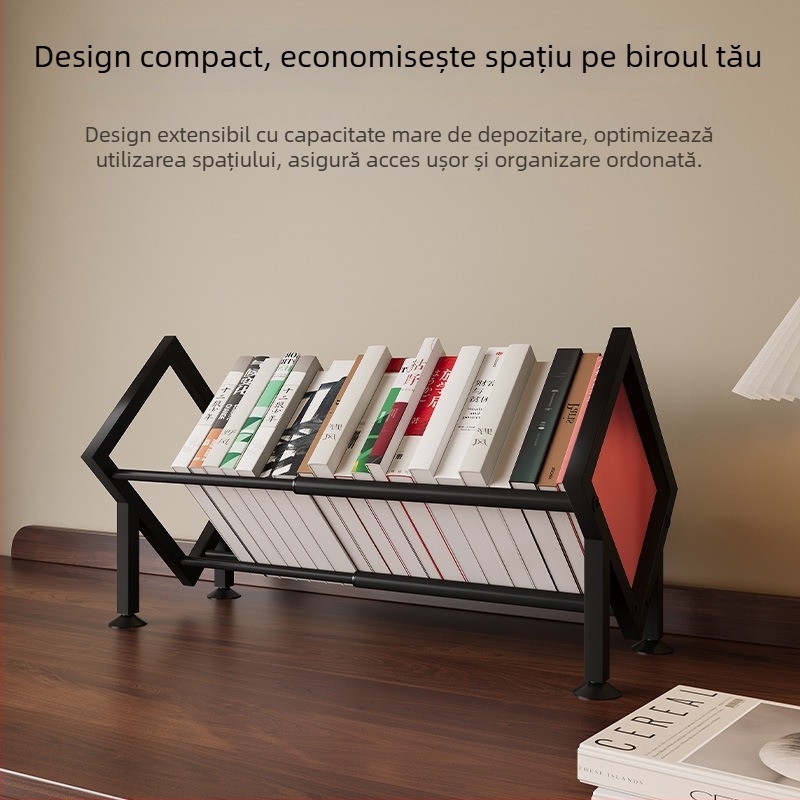 Raft de bibliotecă pentru birou cu separator reglabil, separator în linie, model W760, construcție din fier, stil simplu și modern
