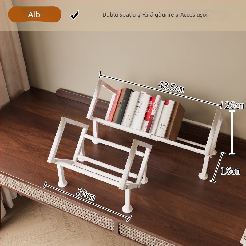 Raft de bibliotecă pentru birou cu separator reglabil, separator în linie, model W760, construcție din fier, stil simplu și modern