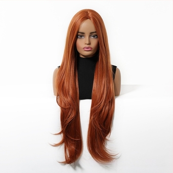 Perucă Emmor pentru întregul cap, parte mijlocie, multistrat, textură ondulată și dreaptă, păr sintetic