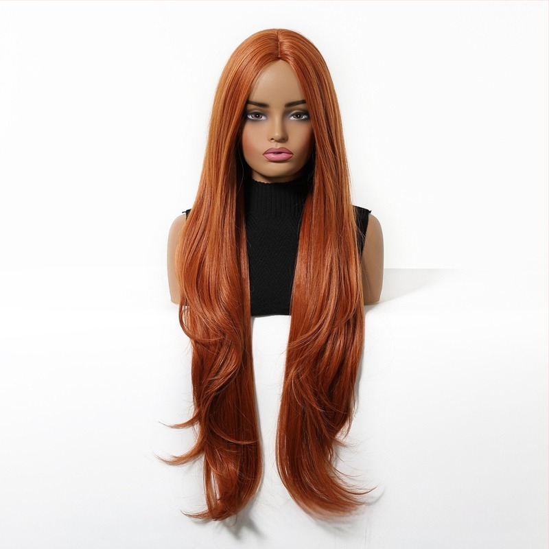 Perucă Emmor pentru întregul cap, parte mijlocie, multistrat, textură ondulată și dreaptă, păr sintetic