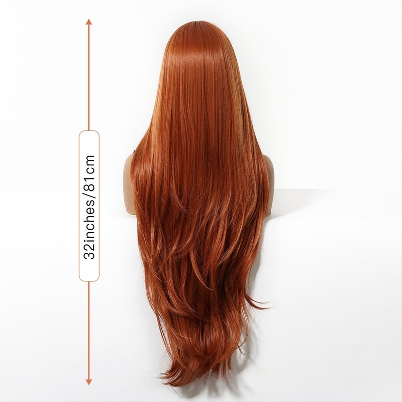 Perucă Emmor pentru întregul cap, parte mijlocie, multistrat, textură ondulată și dreaptă, păr sintetic