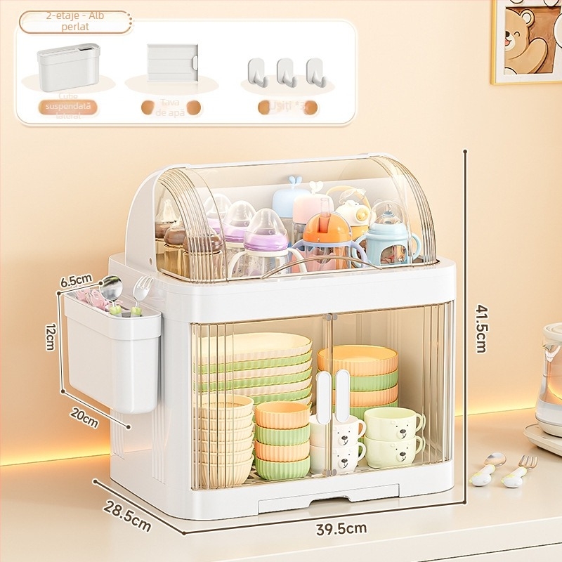 Dulap de depozitare pentru tacâmuri de bebeluți, cutie antipraf pentru sticle, suport pentru veselă de bucătărie — Plastic, fără montaj, Brand Xingyou, Cod 5193
