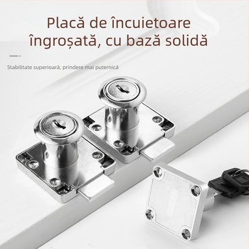Zăvor ascuns pentru dulapuri și sertare, montaj fără găuri, material aliaj, set de 2 bucăți, pentru uși de dulap
