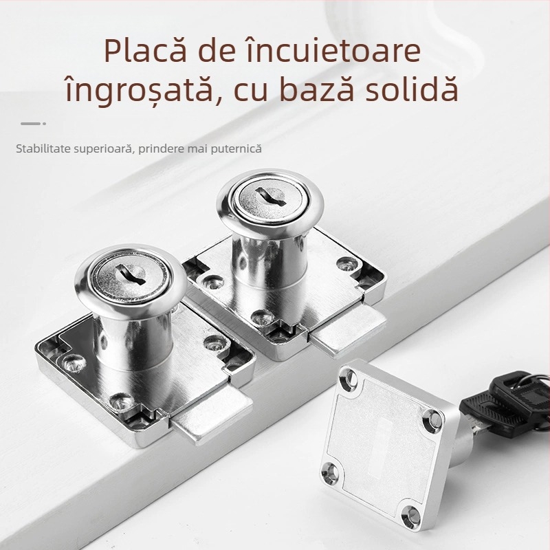 Zăvor ascuns pentru dulapuri și sertare, montaj fără găuri, material aliaj, set de 2 bucăți, pentru uși de dulap