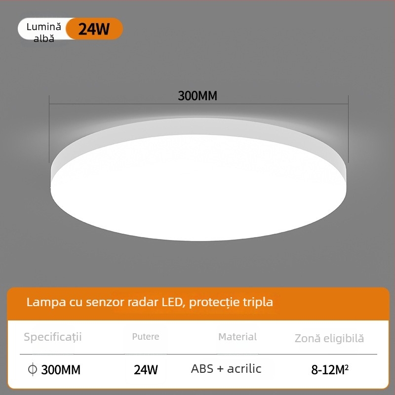 Lampa de plafon LED cu control vocal pentru coridor și scări – 220V, acoperire 5-10 m², senzor de mișcare