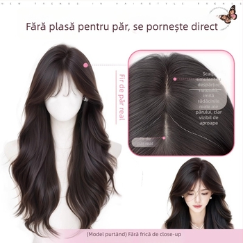 Extensii de păr pentru femei, top-piece cu volum, sârmă rezistentă la căldură, procesare mecanică, nu poate fi vopsit și nu se poate face perm