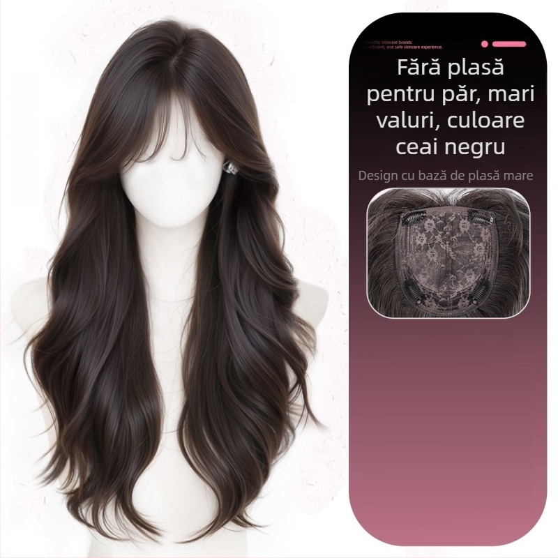 Extensii de păr pentru femei, top-piece cu volum, sârmă rezistentă la căldură, procesare mecanică, nu poate fi vopsit și nu se poate face perm