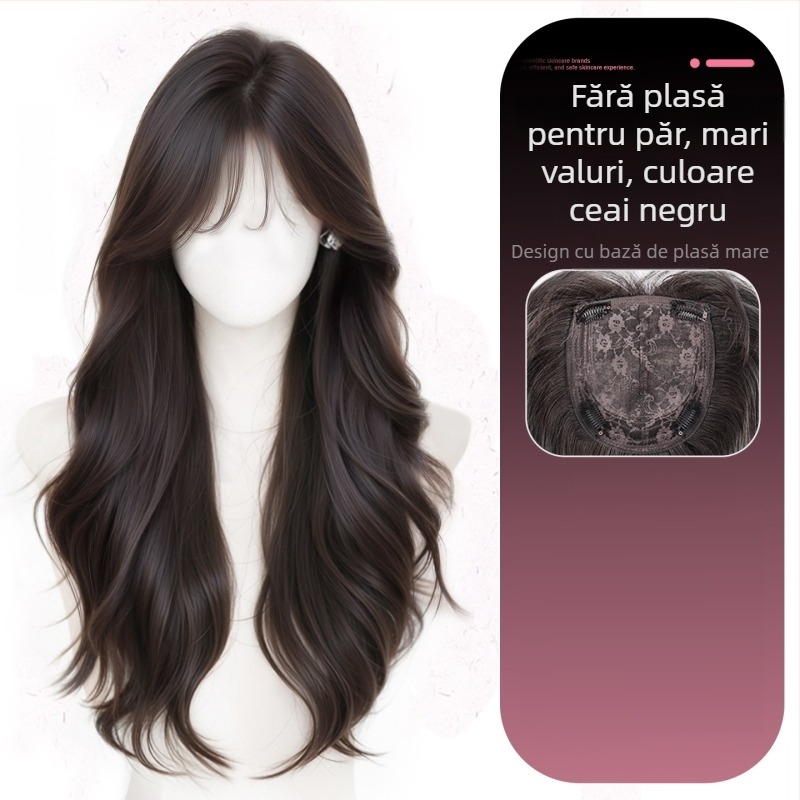 Extensii de păr pentru femei, top-piece cu volum, sârmă rezistentă la căldură, procesare mecanică, nu poate fi vopsit și nu se poate face perm