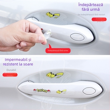 Autocolante 3D anti-coliziune pentru mânerul ușii auto – model Cartoon, cu adeziv