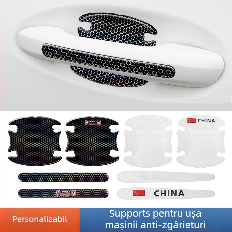 Autocolante 3D anti-coliziune pentru mânerul ușii auto – model Cartoon, cu adeziv