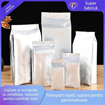 Pungă de ambalare a alimentelor din folie de aluminiu, sigilare pe mijloc, stand-up, pentru hrana pisicilor și câinilor