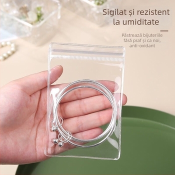 Sac PVC transparent cu fermoar pentru depozitarea bijuteriilor, anti-oxidare