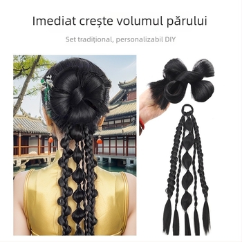 Perucă cu coadă, stil chinezesc, fibre rezistente la temperatură înaltă, nu poate fi vopsită cu vopsea fierbinte, Lois