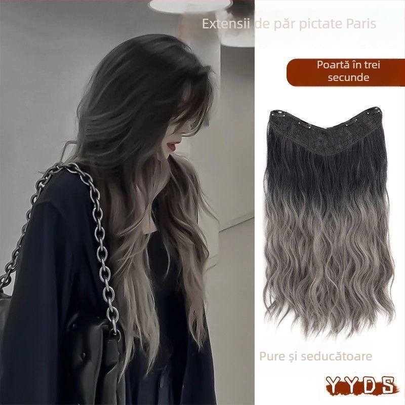 Extensii de păr fără cusături, dintr-un singur segment, val de apă ondulat, sârmă cu temperatură înaltă, crește volumul, breton: drept sau înclinat