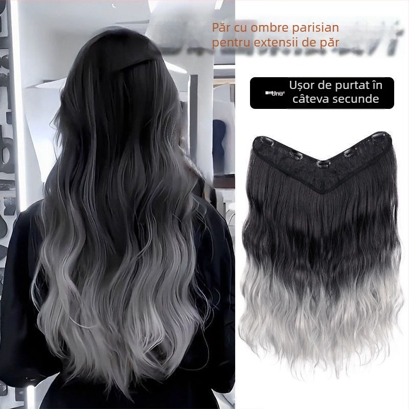 Extensii de păr fără cusături, dintr-un singur segment, val de apă ondulat, sârmă cu temperatură înaltă, crește volumul, breton: drept sau înclinat