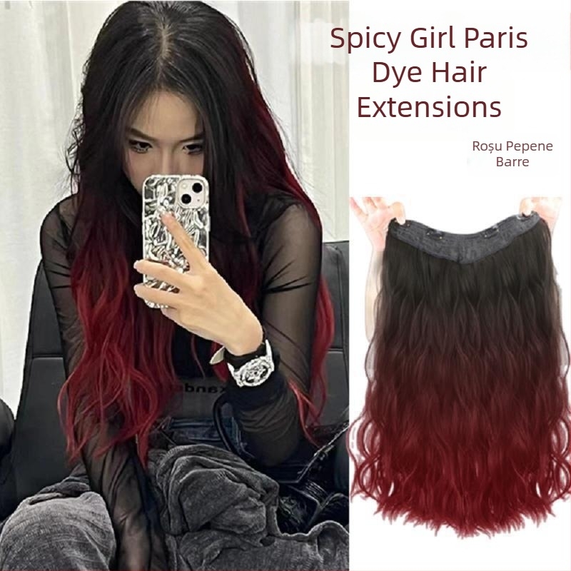 Extensii de păr fără cusături, dintr-un singur segment, val de apă ondulat, sârmă cu temperatură înaltă, crește volumul, breton: drept sau înclinat