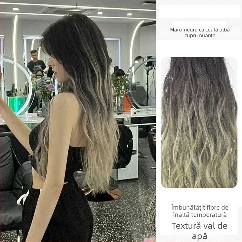 Extensii de păr fără cusături, dintr-un singur segment, val de apă ondulat, sârmă cu temperatură înaltă, crește volumul, breton: drept sau înclinat