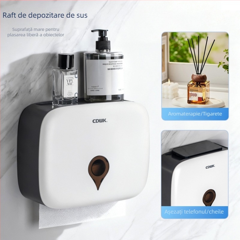 Create a point Cd-8225 Suport de perete pentru șervețele, din ABS plastic, fără găuri, impermeabil, multifuncțional