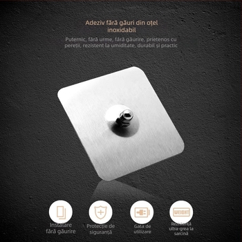 Cuier din oțel inoxidabil, montaj adeziv fără găuri, încărcătură 5–10 kg, pentru baie, bucătărie și dormitor