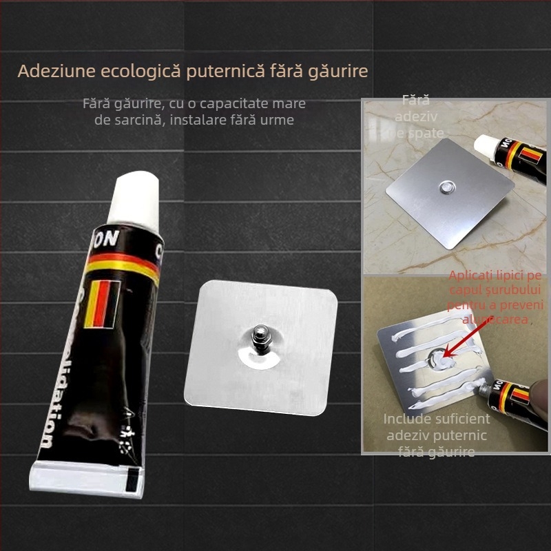 Cuier din oțel inoxidabil, montaj adeziv fără găuri, încărcătură 5–10 kg, pentru baie, bucătărie și dormitor