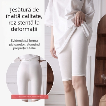 Colanți de siguranță pentru femei, viscoză cu jacquard, talie medie, model solid, protecție împotriva transparenței