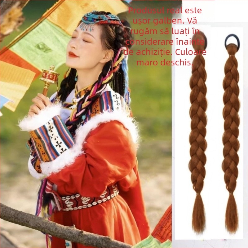 Perucă cu coadă, fir de înaltă temperatură, model universal, vopsire fără căldură, pentru femei