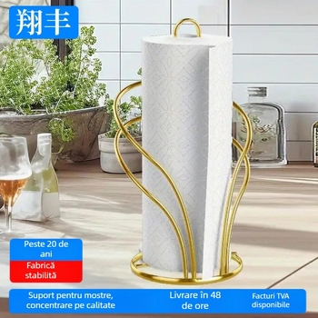 Suport vertical din metal pentru prosoape de hârtie, formă rotundă, din oțel-carbon, placare electroplatică, stil modern minimalist