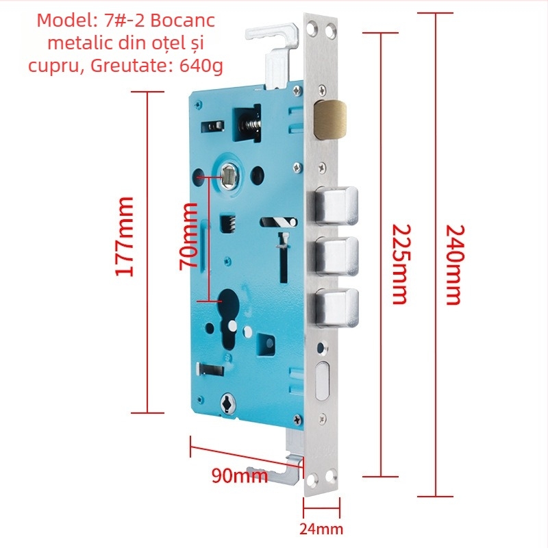Corp de încuietori pentru ușa anti-furt, componentă mecanică; Model: 24x240 pătrat / 30x240 rotund; Material: fier inoxidabil; Greutate: 900 g; Domeniu de utilizare: ușă de intrare anti-furt; Stil: minimalist modern