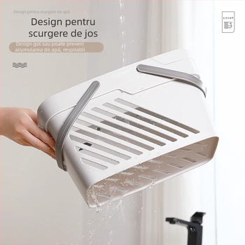 Younai Coș de duș – Coș din plastic portabil, PP, Model 7035, Stil minimalist modern