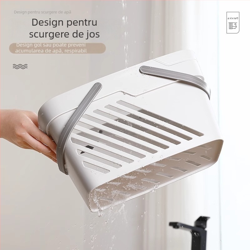Younai Coș de duș – Coș din plastic portabil, PP, Model 7035, Stil minimalist modern