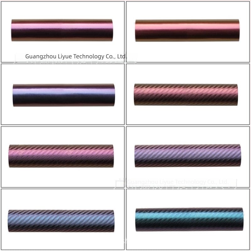 Folie de înfășurare a caroseriei – efect chameleon gradient, textură fibră de carbon (Brand Li Yue; Material: autocolant; Tip: autocolant pentru caroserie; Montaj: tip de aplicare)