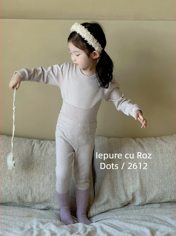 Set termic pentru copii din bumbac, toamnă-iarnă, două piese (sus/jos), material elastic, talie înaltă pentru protecția abdomenului, pijama confortabilă