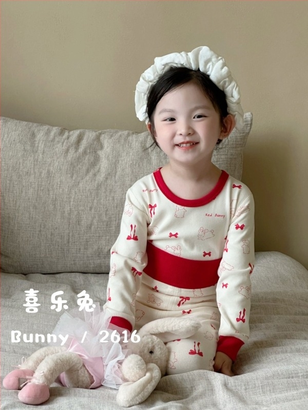 Set termic pentru copii din bumbac, toamnă-iarnă, două piese (sus/jos), material elastic, talie înaltă pentru protecția abdomenului, pijama confortabilă