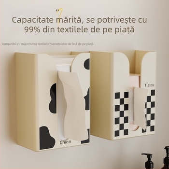 Hani PP Cutie de hârtie igienică montată pe perete cu raft de depozitare | Model HN-225 | Rezistentă la apă, Multifuncțională | Fără găuri, Design suspendat invers