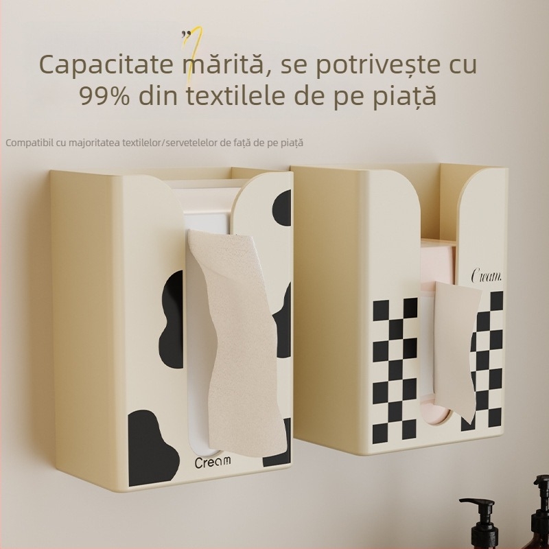 Hani PP Cutie de hârtie igienică montată pe perete cu raft de depozitare | Model HN-225 | Rezistentă la apă, Multifuncțională | Fără găuri, Design suspendat invers