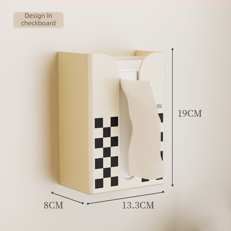 Hani PP Cutie de hârtie igienică montată pe perete cu raft de depozitare | Model HN-225 | Rezistentă la apă, Multifuncțională | Fără găuri, Design suspendat invers