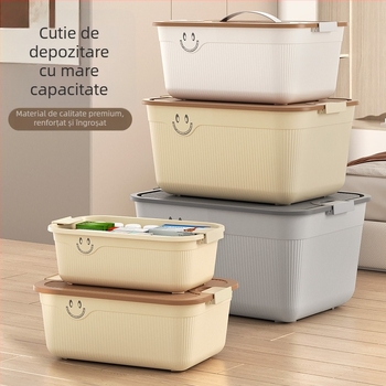 Cutie de depozitare din plastic cu capac pentru birou, multifuncțională, material PP, compartimente configurabile, posibilitate de personalizare a logo-ului