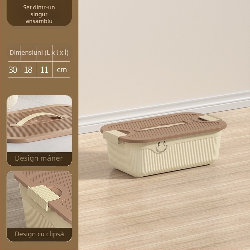 Cutie de depozitare din plastic cu capac pentru birou, multifuncțională, material PP, compartimente configurabile, posibilitate de personalizare a logo-ului