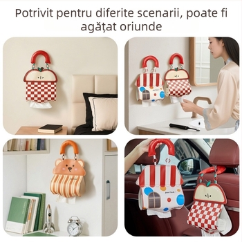 Cutie de șervețele din piele, montată pe perete, impermeabilă, model Yx25911, suport multifuncțional pentru șervețele, stil chinez nou