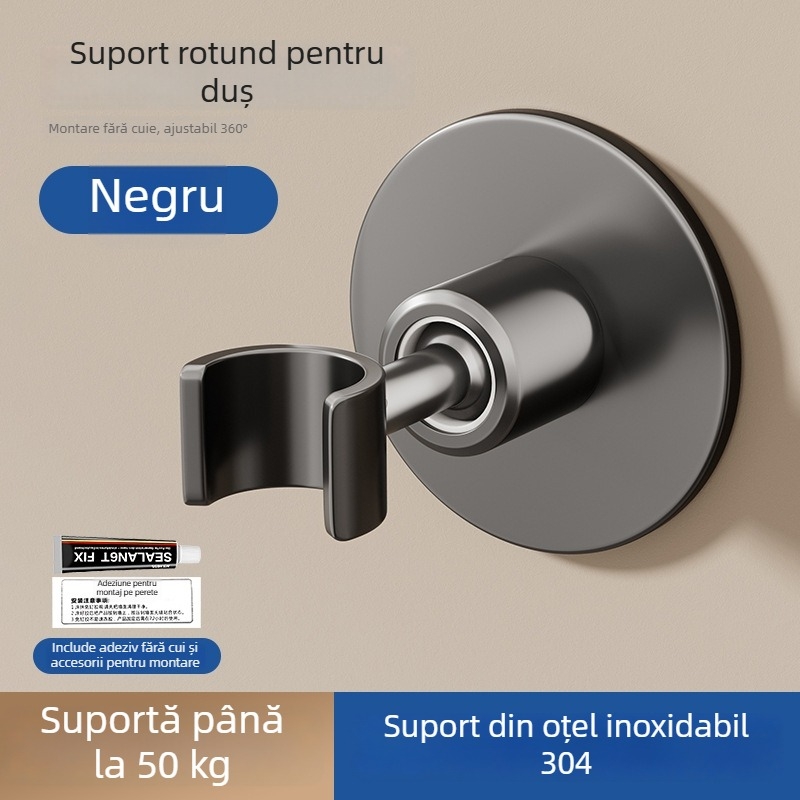 Suport pentru duș cap pentru duș manual, oțel inox, montaj fără găuri, model Hand spray bracket, 1.6 MPa