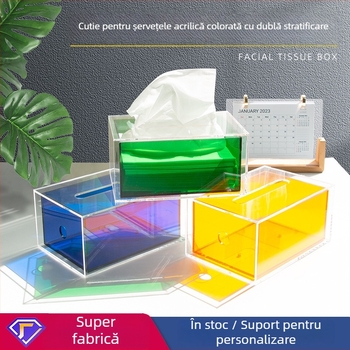 ALLYACE Cutie transparentă din acril pentru șervețele, Model YKL-ZJH, Stil modern minimalist, Rezistentă la apă, Pentru mașină, sufragerie, baie