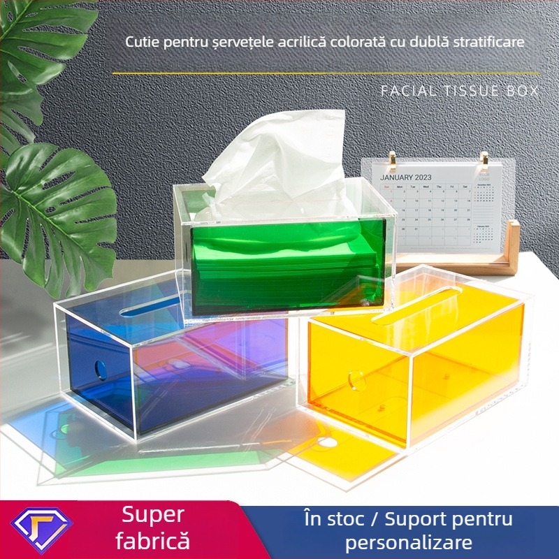 ALLYACE Cutie transparentă din acril pentru șervețele, Model YKL-ZJH, Stil modern minimalist, Rezistentă la apă, Pentru mașină, sufragerie, baie